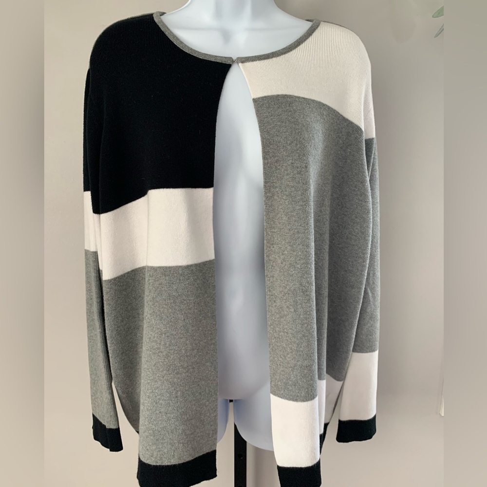Designers Originals Black, Gray, and White Cardigan